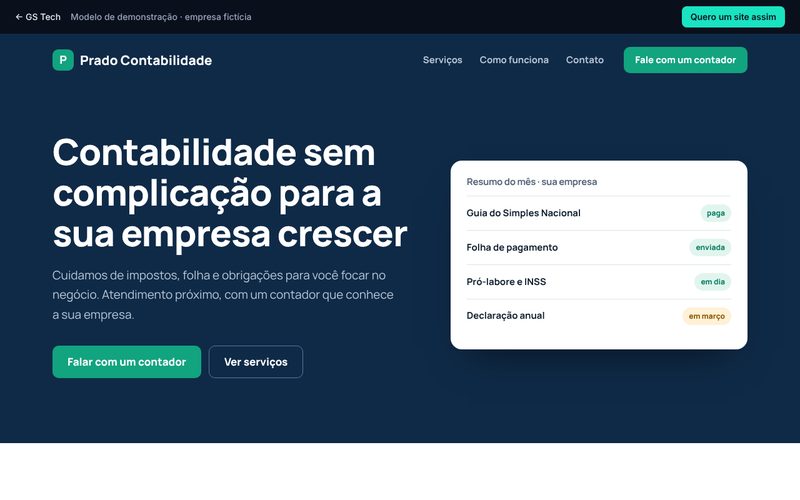 Modelo de site para escritório de contabilidade