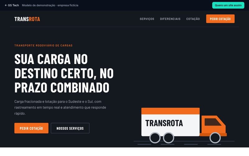 Modelo de site para transportadora